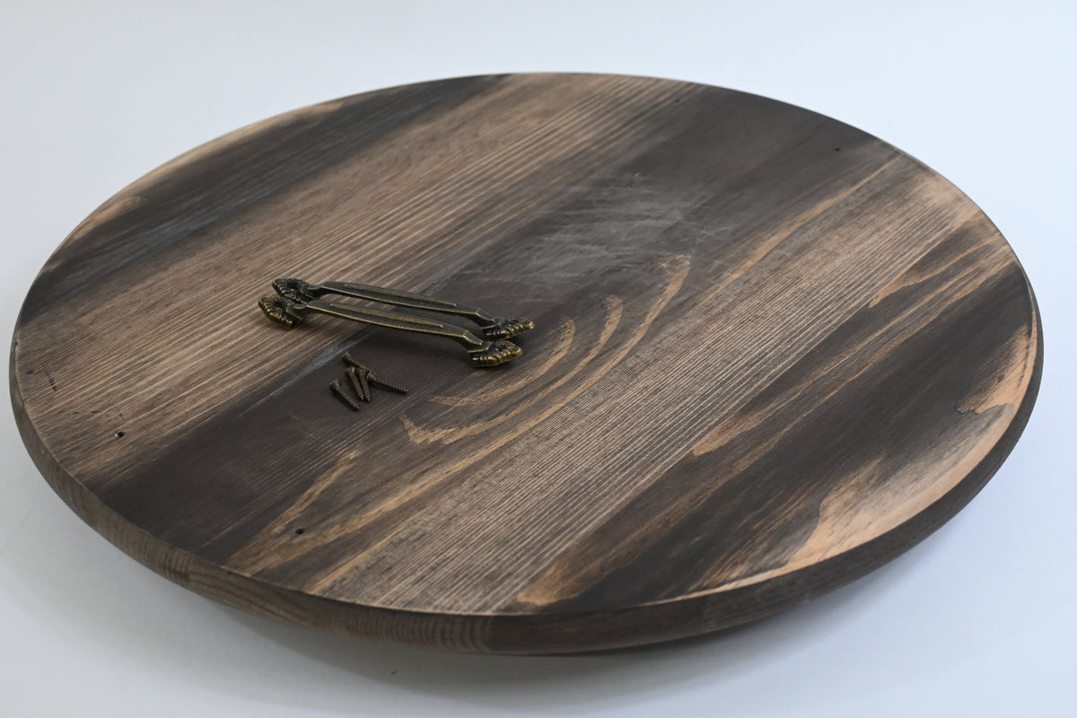 Wooden Lazy Susan Kitchen Turntable with Handles, 18"