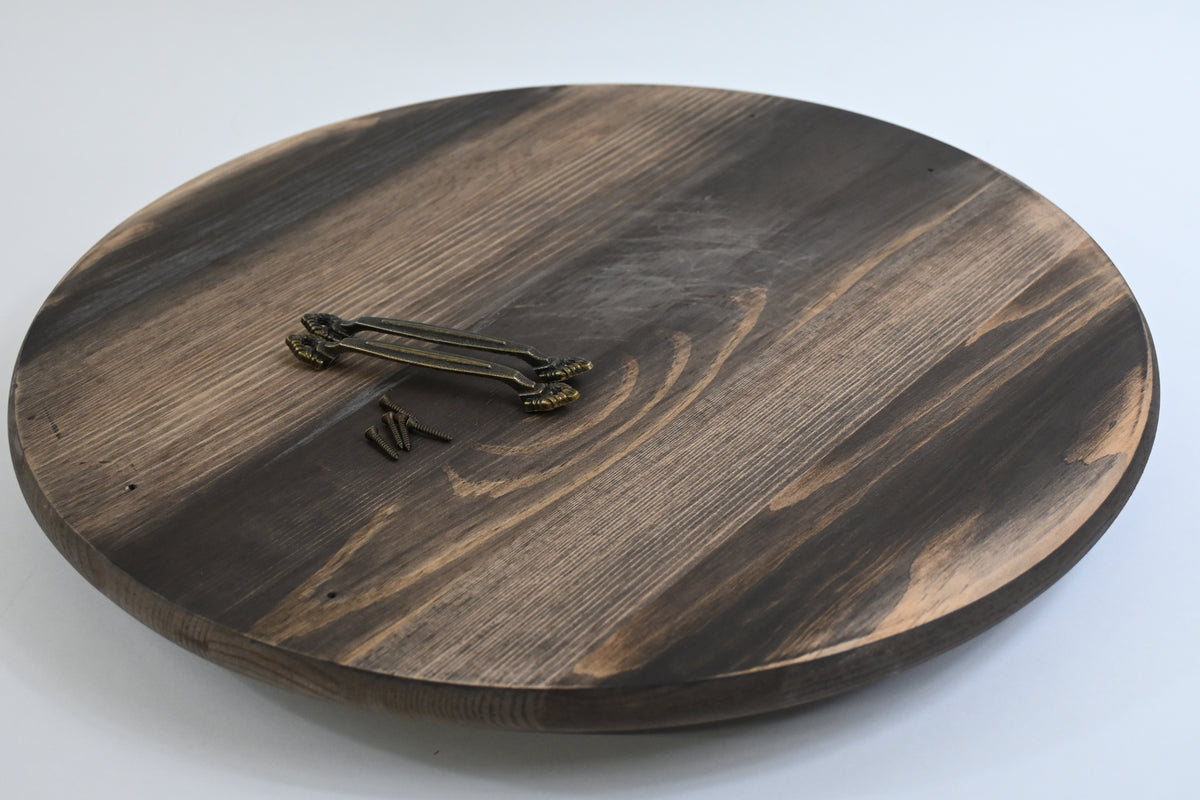 Wooden Lazy Susan Kitchen Turntable with Handles, 18"