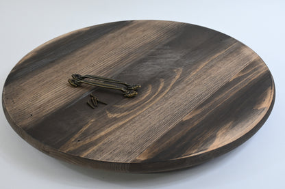 Wooden Lazy Susan Kitchen Turntable with Handles, 18"