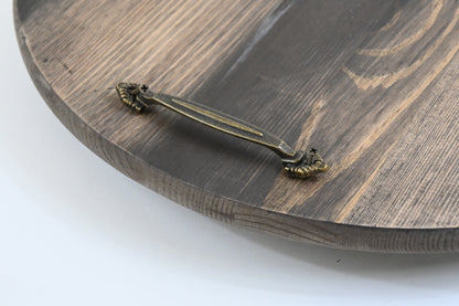 Wooden Lazy Susan Kitchen Turntable with Handles, 18"