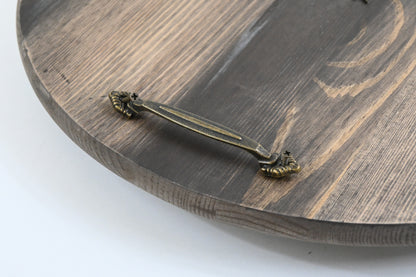 Wooden Lazy Susan Kitchen Turntable with Handles, 18"