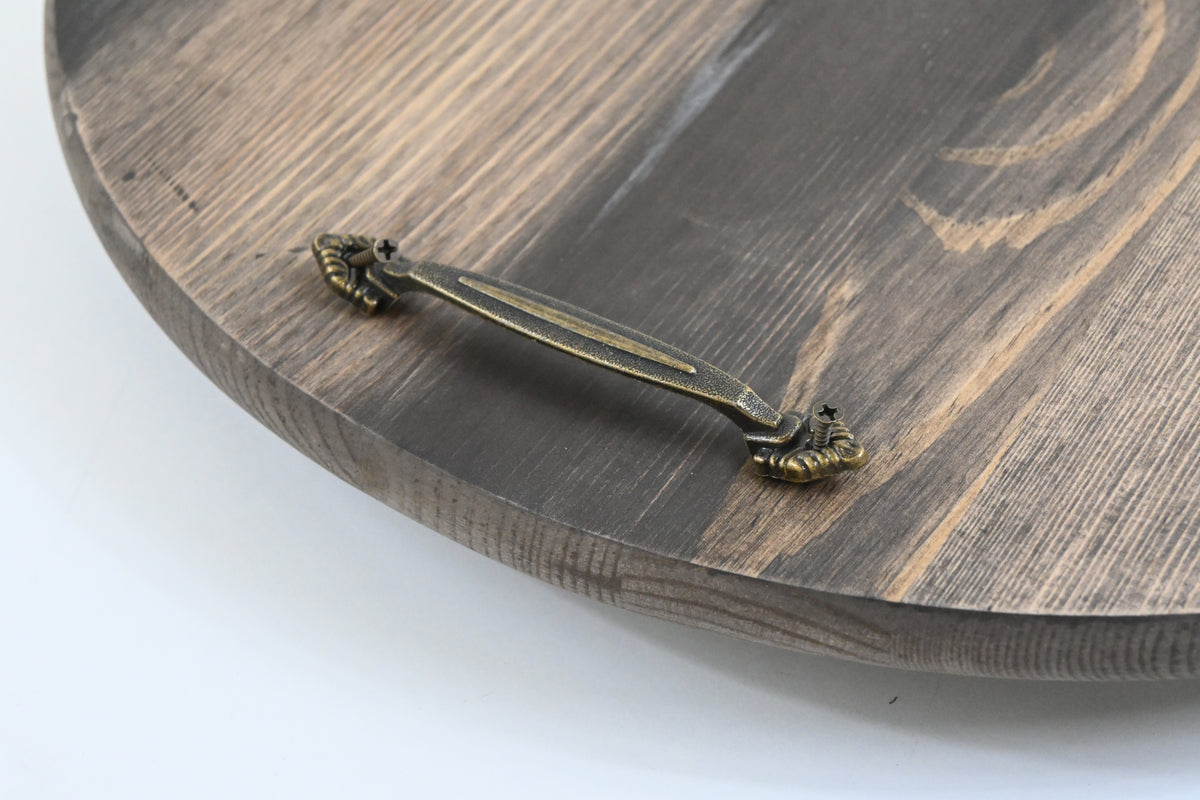 Wooden Lazy Susan Kitchen Turntable with Handles, 18"