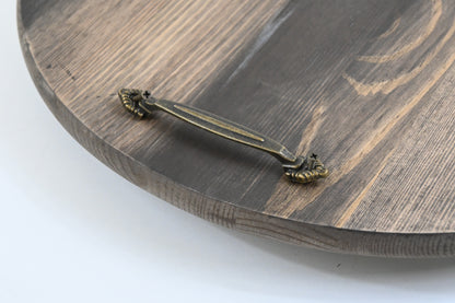 Wooden Lazy Susan Kitchen Turntable with Handles, 18"