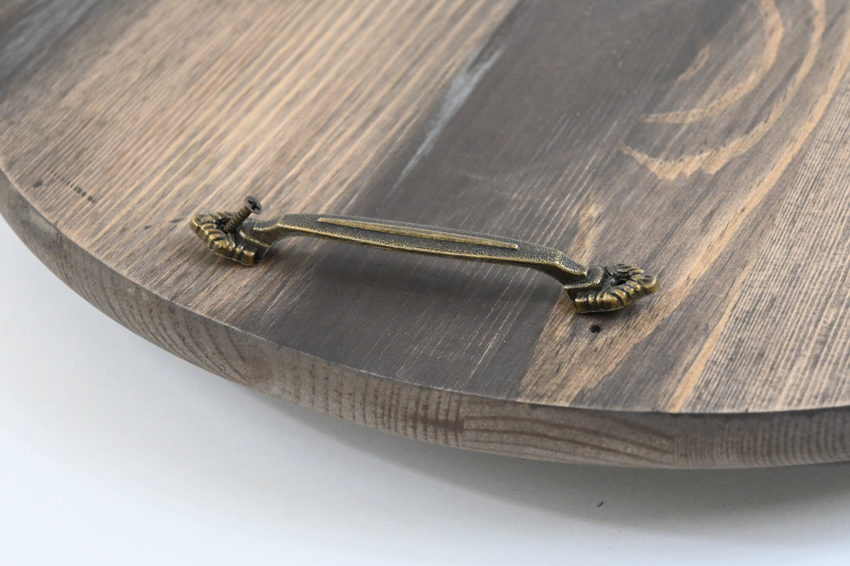Wooden Lazy Susan Kitchen Turntable with Handles, 18"