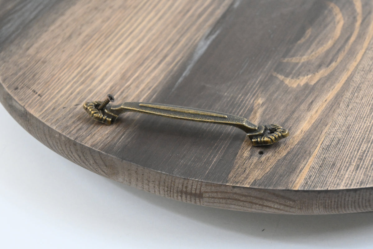 Wooden Lazy Susan Kitchen Turntable with Handles, 18"