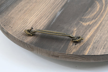 Wooden Lazy Susan Kitchen Turntable with Handles, 18"