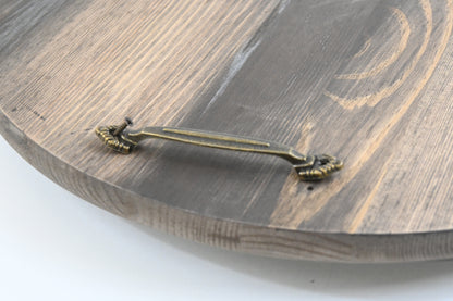 Wooden Lazy Susan Kitchen Turntable with Handles, 18"