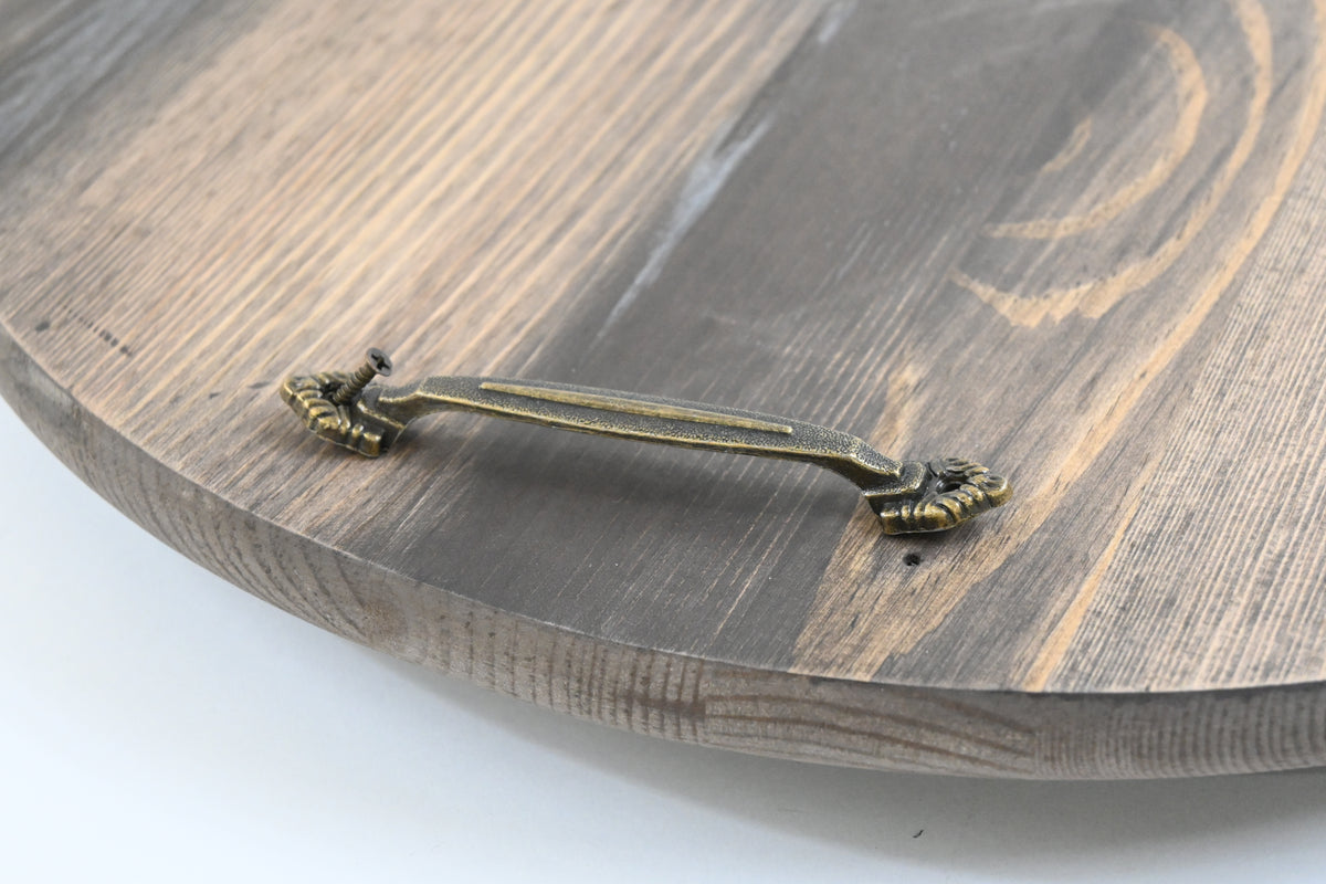 Wooden Lazy Susan Kitchen Turntable with Handles, 18"