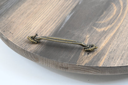 Wooden Lazy Susan Kitchen Turntable with Handles, 18"