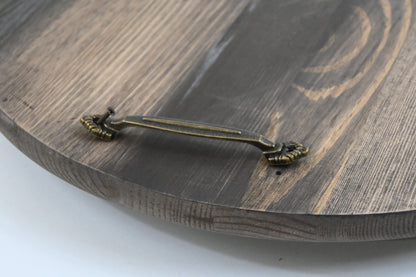 Wooden Lazy Susan Kitchen Turntable with Handles, 18"