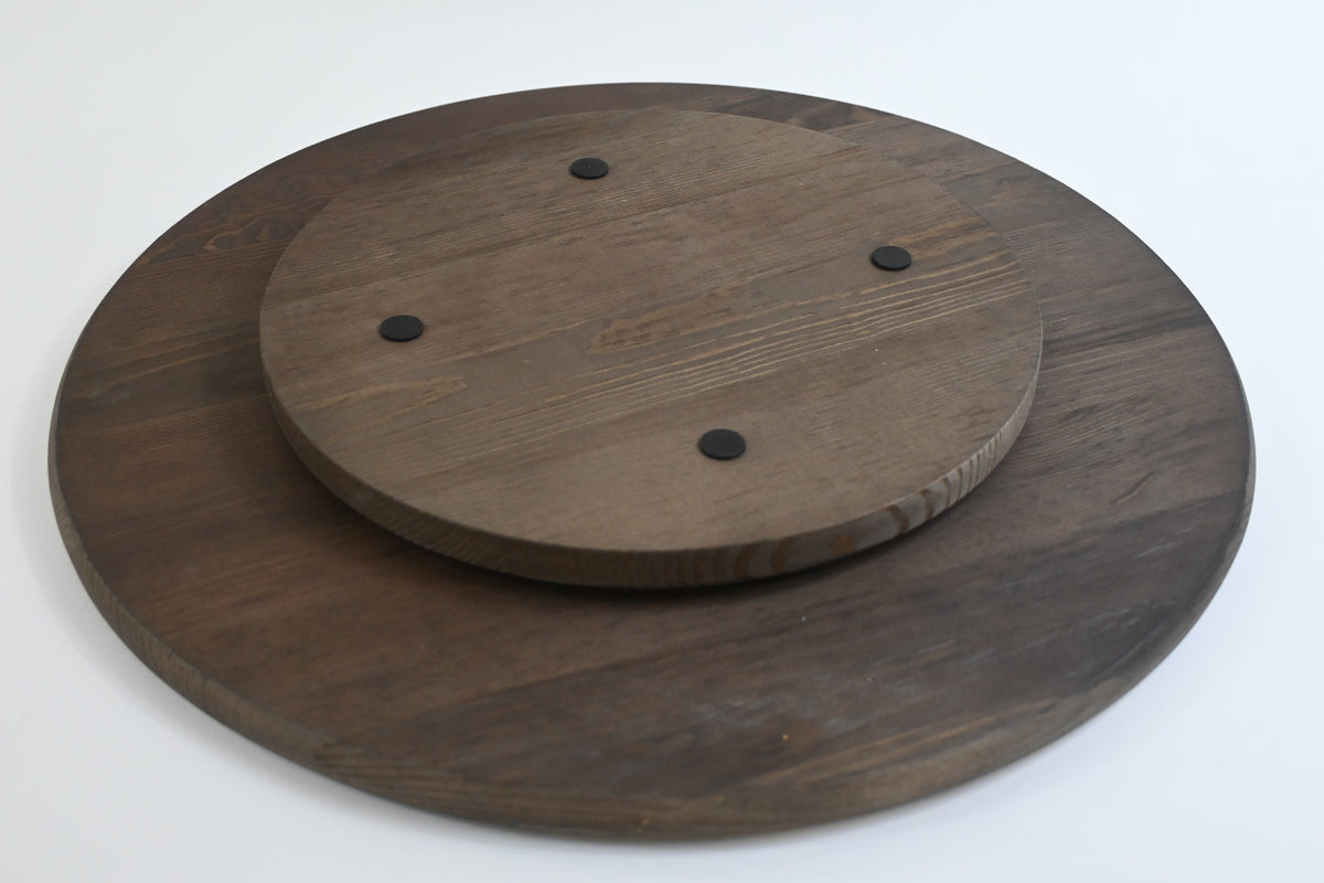 Wooden Lazy Susan Kitchen Turntable with Handles, 18"