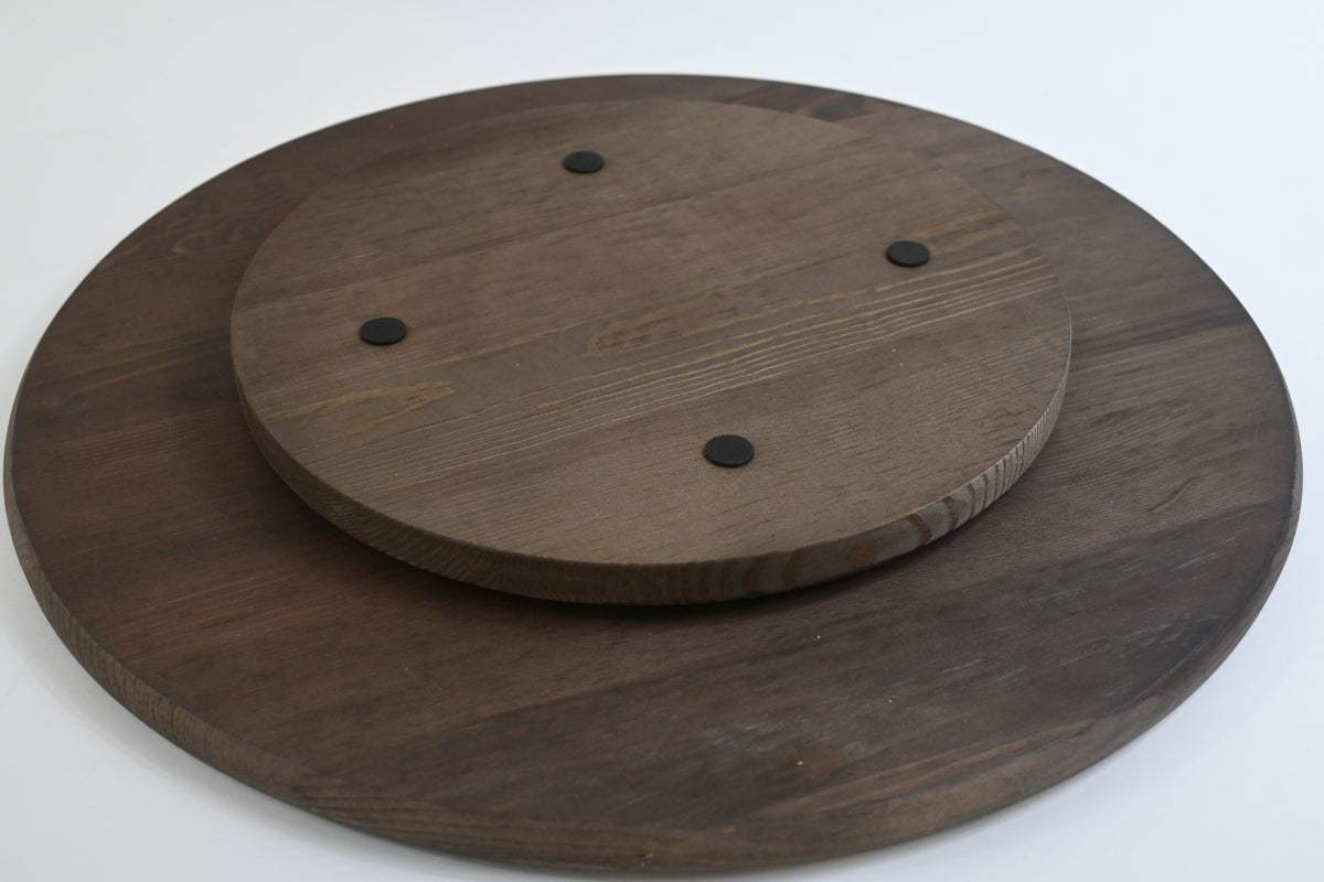 Wooden Lazy Susan Kitchen Turntable with Handles, 18"