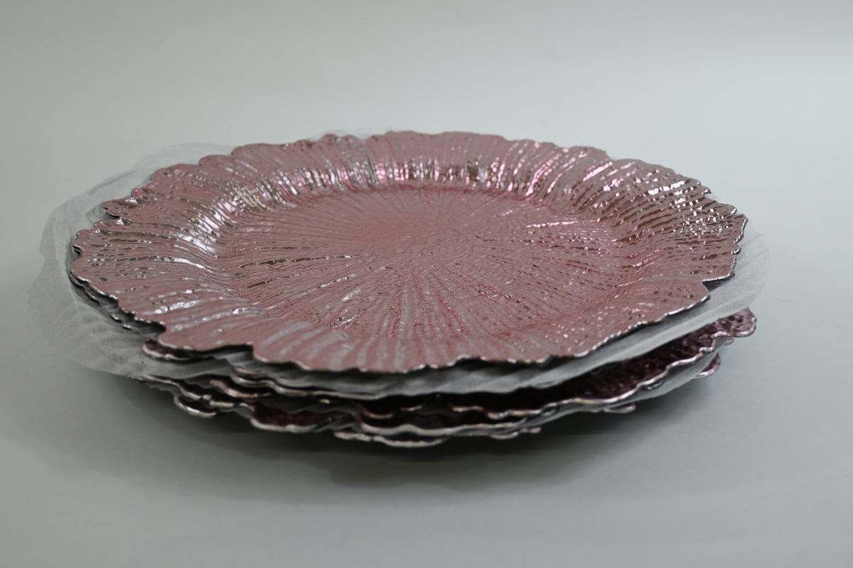 Ms Lovely Plastic Reef Plates Glossy Finish, Set of 6, Reusable, Blush Pink