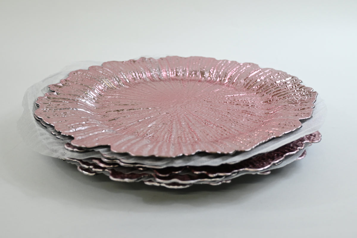 Ms Lovely Plastic Reef Plates Glossy Finish, Set of 6, Reusable, Blush Pink