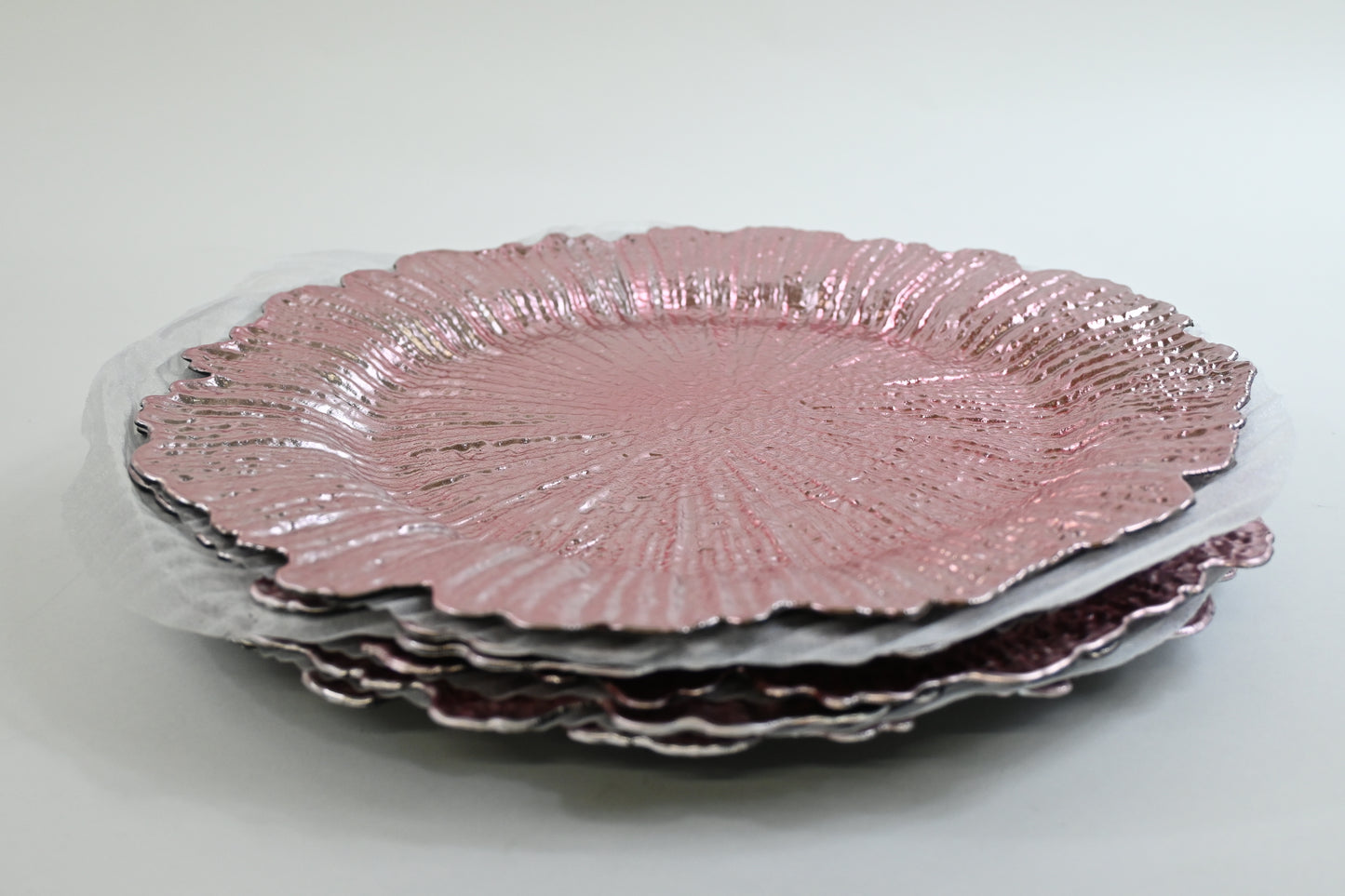 Ms Lovely Plastic Reef Plates Glossy Finish, Set of 6, Reusable, Blush Pink
