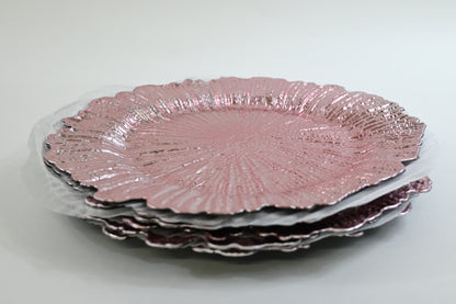 Ms Lovely Plastic Reef Plates Glossy Finish, Set of 6, Reusable, Blush Pink
