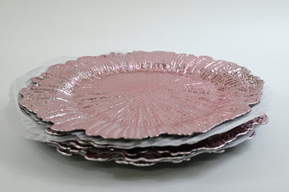 Ms Lovely Plastic Reef Plates Glossy Finish, Set of 6, Reusable, Blush Pink