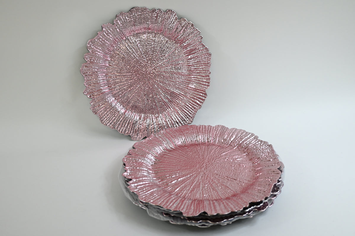 Ms Lovely Plastic Reef Plates Glossy Finish, Set of 6, Reusable, Blush Pink