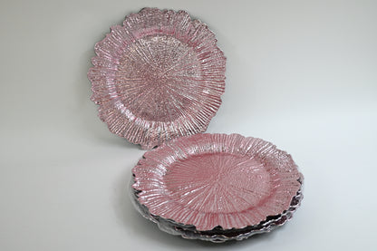 Ms Lovely Plastic Reef Plates Glossy Finish, Set of 6, Reusable, Blush Pink