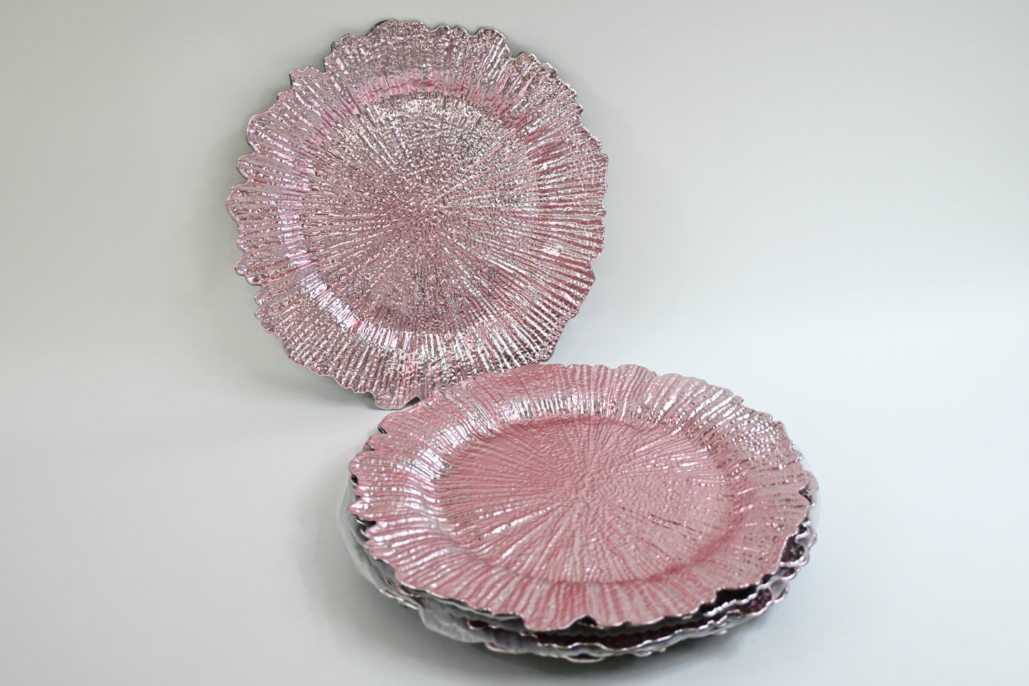 Ms Lovely Plastic Reef Plates Glossy Finish, Set of 6, Reusable, Blush Pink