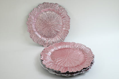 Ms Lovely Plastic Reef Plates Glossy Finish, Set of 6, Reusable, Blush Pink