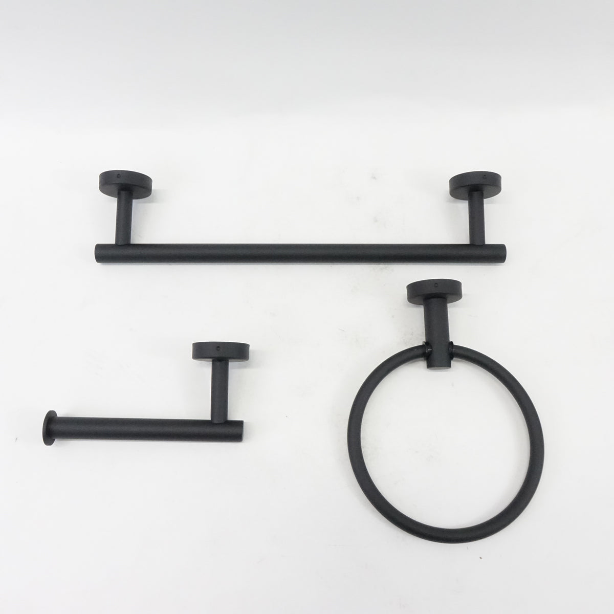 Matte Black Bathroom Towel Rack Towel Bar Set 5 Pieces Wall Mounted - Grade A