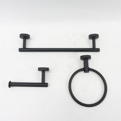 Matte Black Bathroom Towel Rack Towel Bar Set 5 Pieces Wall Mounted - Grade A