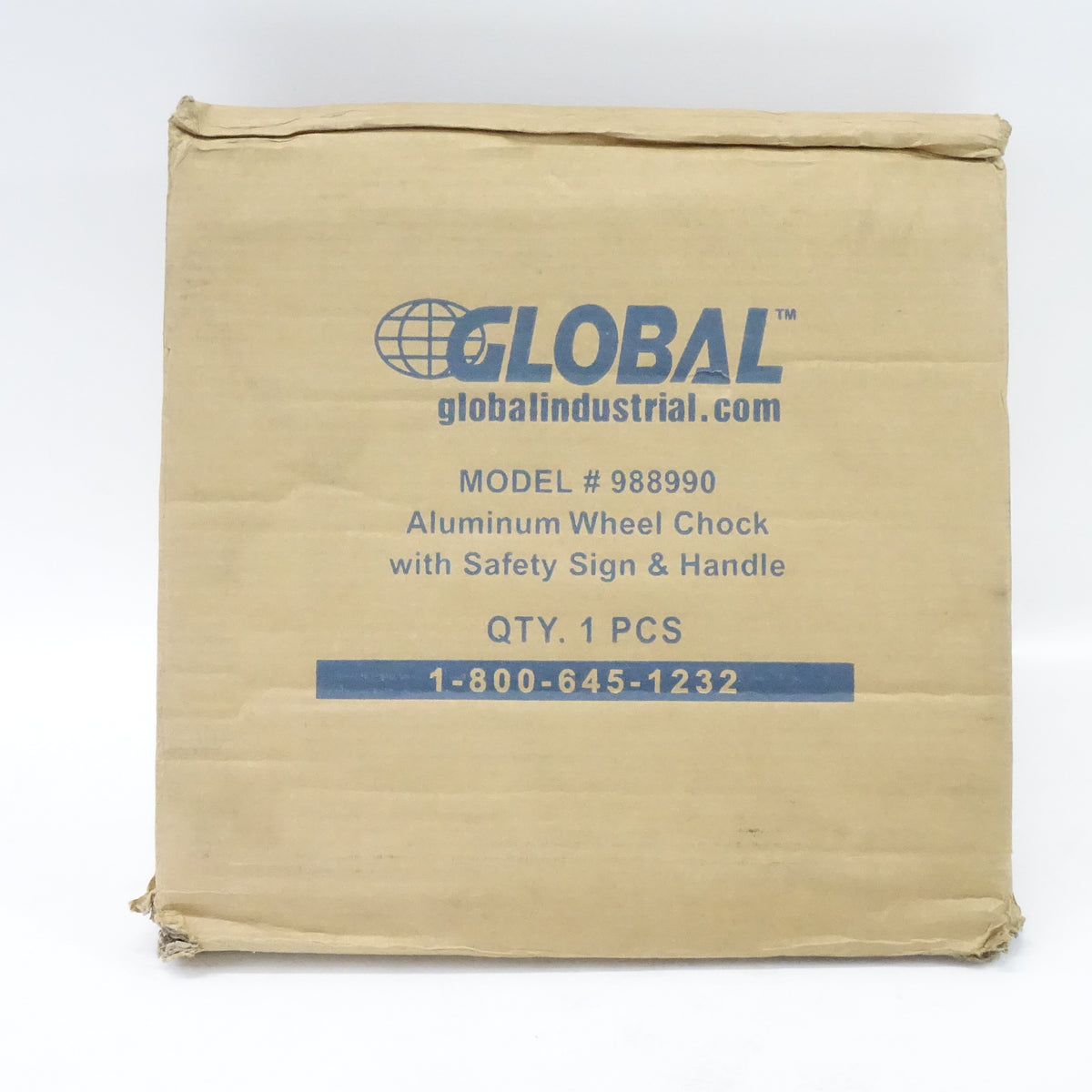 Global Industrial Wheel Chock with Safety Sign & Handle, Aluminum