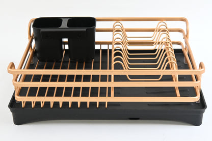 Dish Drying Racks with Utensil Holder, Aluminum Rustproof Rack, Champagne gold
