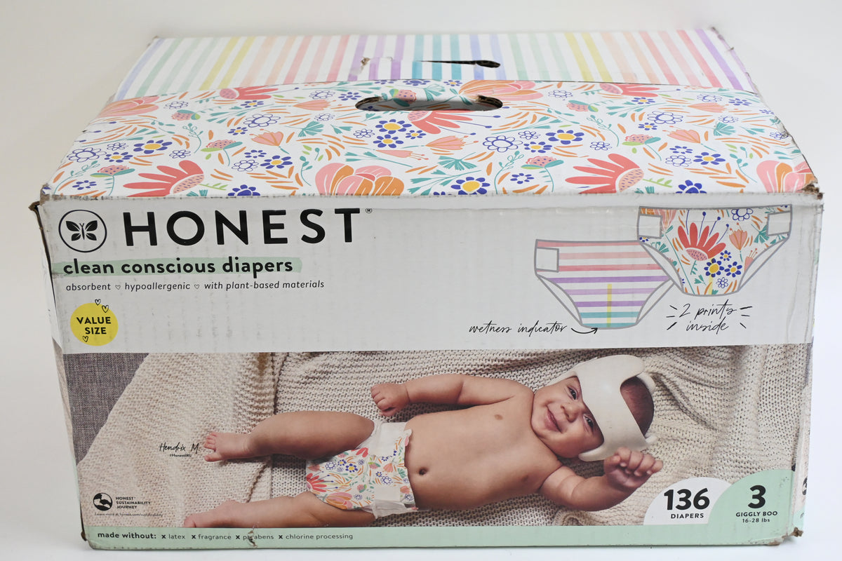 The Honest Company Diapers, Plant-Based, Size 3, 16-28 lbs 136 Count - New