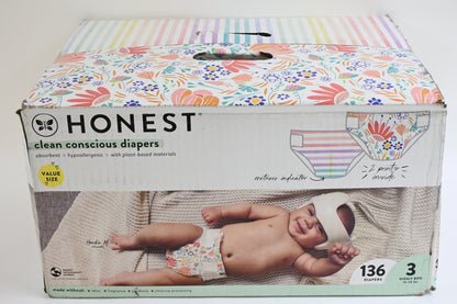 The Honest Company Diapers, Plant-Based, Size 3, 16-28 lbs 136 Count - New