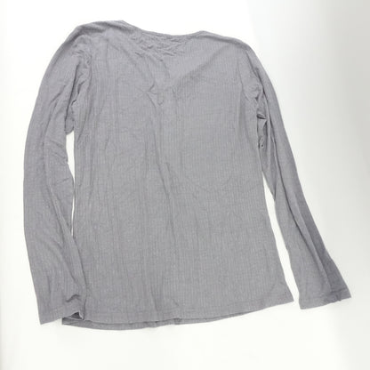 Tobrief Women's Chiffon Top Casual Long Sleeve Round Neck Grey -XL
