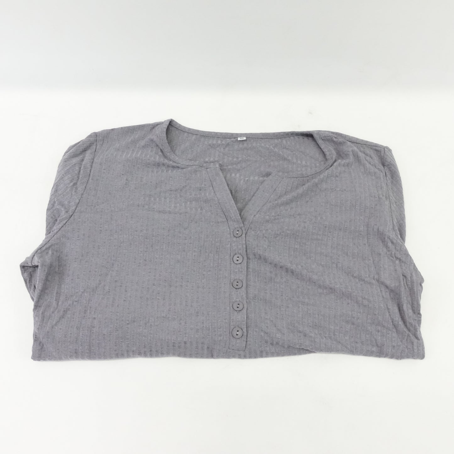 Tobrief Women's Chiffon Top Casual Long Sleeve Round Neck Grey -XL