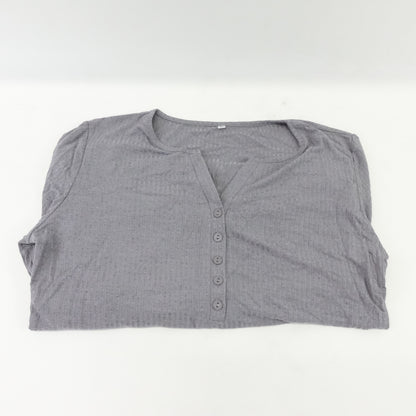 Tobrief Women's Chiffon Top Casual Long Sleeve Round Neck Grey -XL