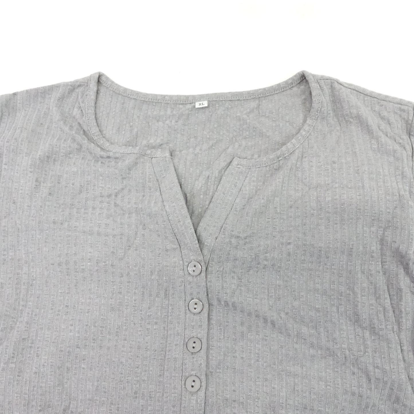 Tobrief Women's Chiffon Top Casual Long Sleeve Round Neck Grey -XL