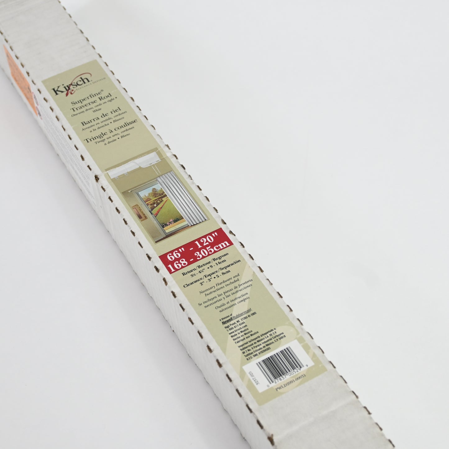 Kirsch Superfine Drapery Rod #3237 One-way Right, 66-120 Inches, White
