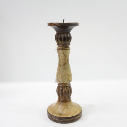 Benjara, Brown Mango Wood Vintage Style Candleholder/Candlestick, Set of 3