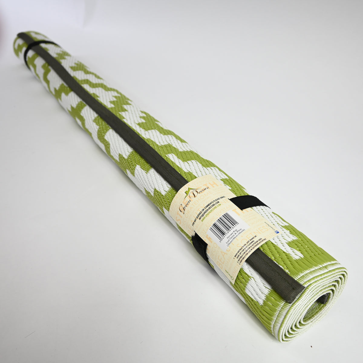 Green Decore "Nirvana" Eco Plastic Rug, Leaf Green/White - Open Box