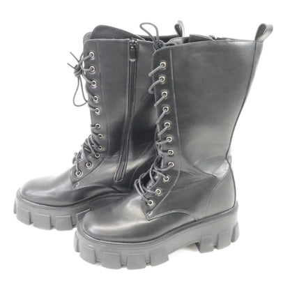 Women's Combat Lace Up Platform Boots Side Zip (RS-ROTA17-BK, US 8)