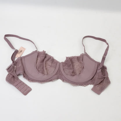 DOBREVA Women's Lace Bra Underwire Balconette Unlined Demi Sheer Rose Brown 34DD