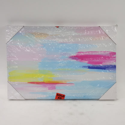 Canvas Print Wall Art Set Vibrant Blue Pink Pastel Stripes Abstract 16"x24" x 2"