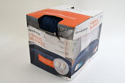 BrookStone Ultra Soft Queen Electric Heated Blanket 10-Heat Settings, Blue