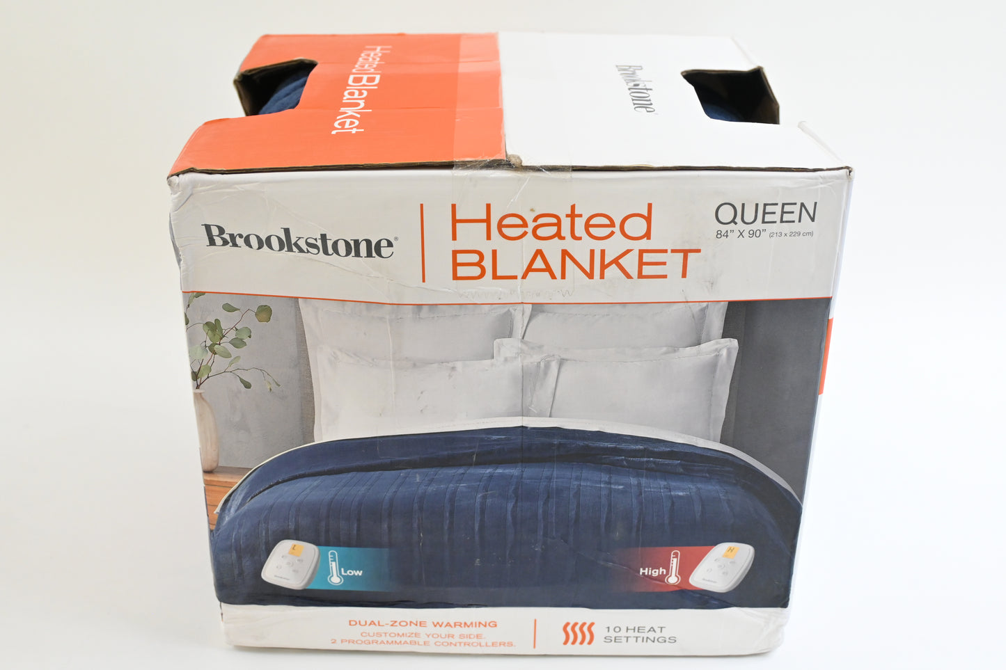 BrookStone Ultra Soft Queen Electric Heated Blanket 10-Heat Settings, Blue
