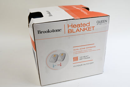 BrookStone Ultra Soft Queen Electric Heated Blanket 10-Heat Settings, Blue