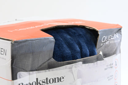 BrookStone Ultra Soft Queen Electric Heated Blanket 10-Heat Settings, Blue