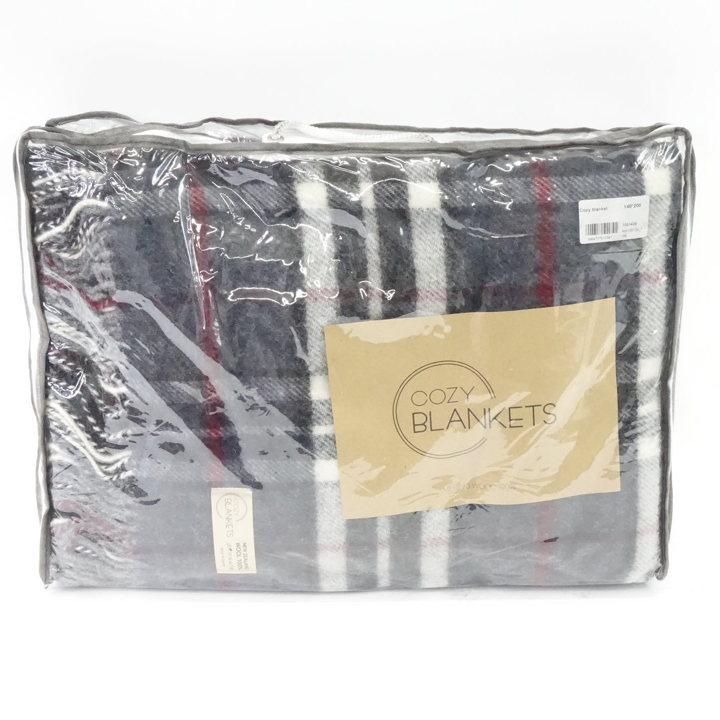 100% New Zealand Wool Blanket with Fringes 55"x79" (Graphite Grey)