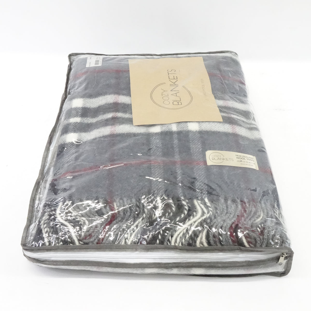 100% New Zealand Wool Blanket with Fringes 55"x79" (Graphite Grey)