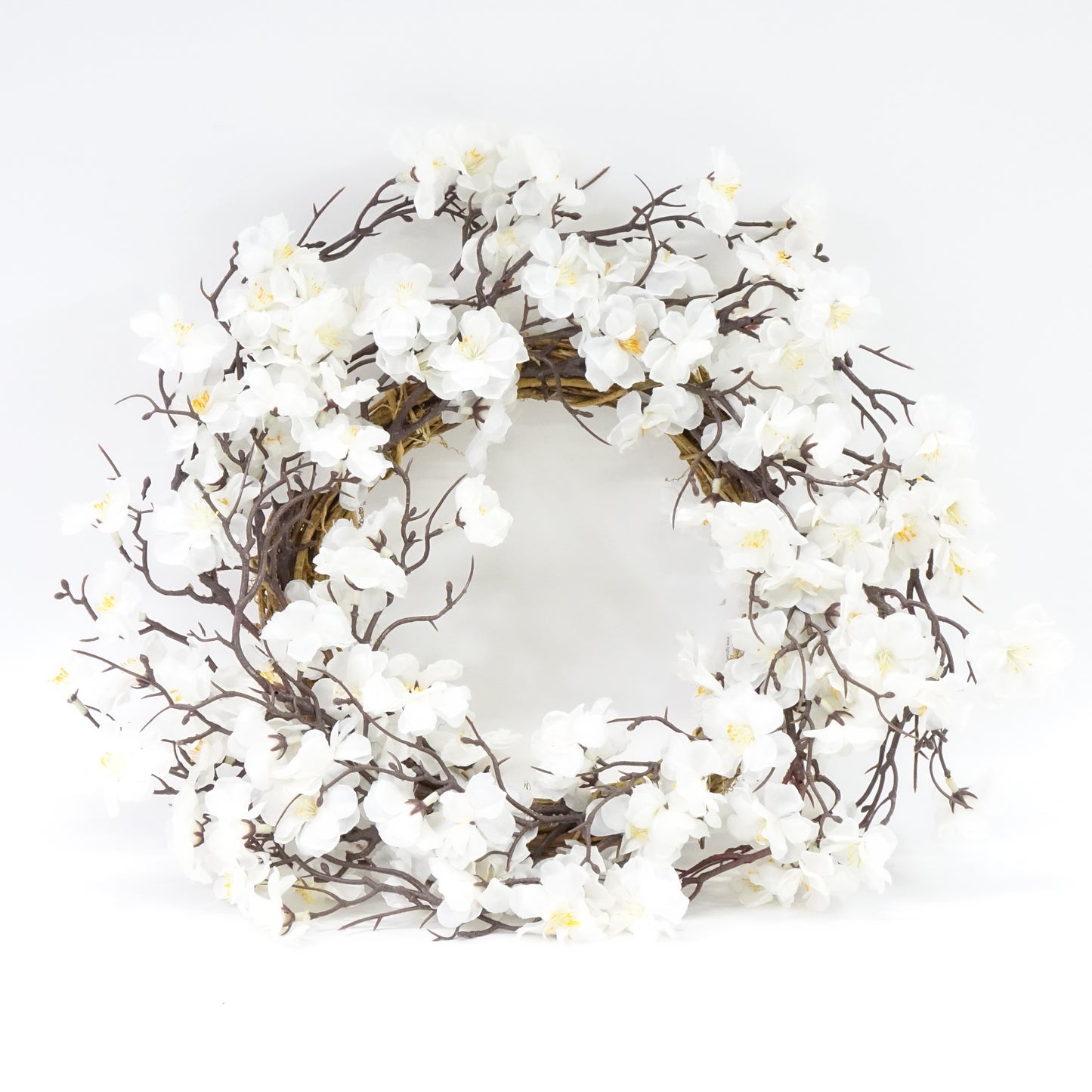 Lights4fun, Inc. 19.5” Artificial White Blossom Flower Spring Wreath