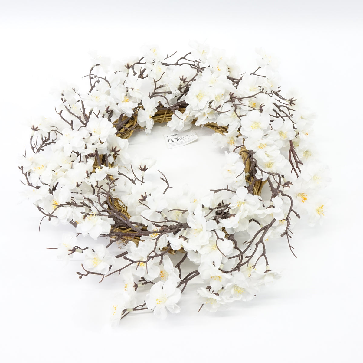 Lights4fun, Inc. 19.5” Artificial White Blossom Flower Spring Wreath