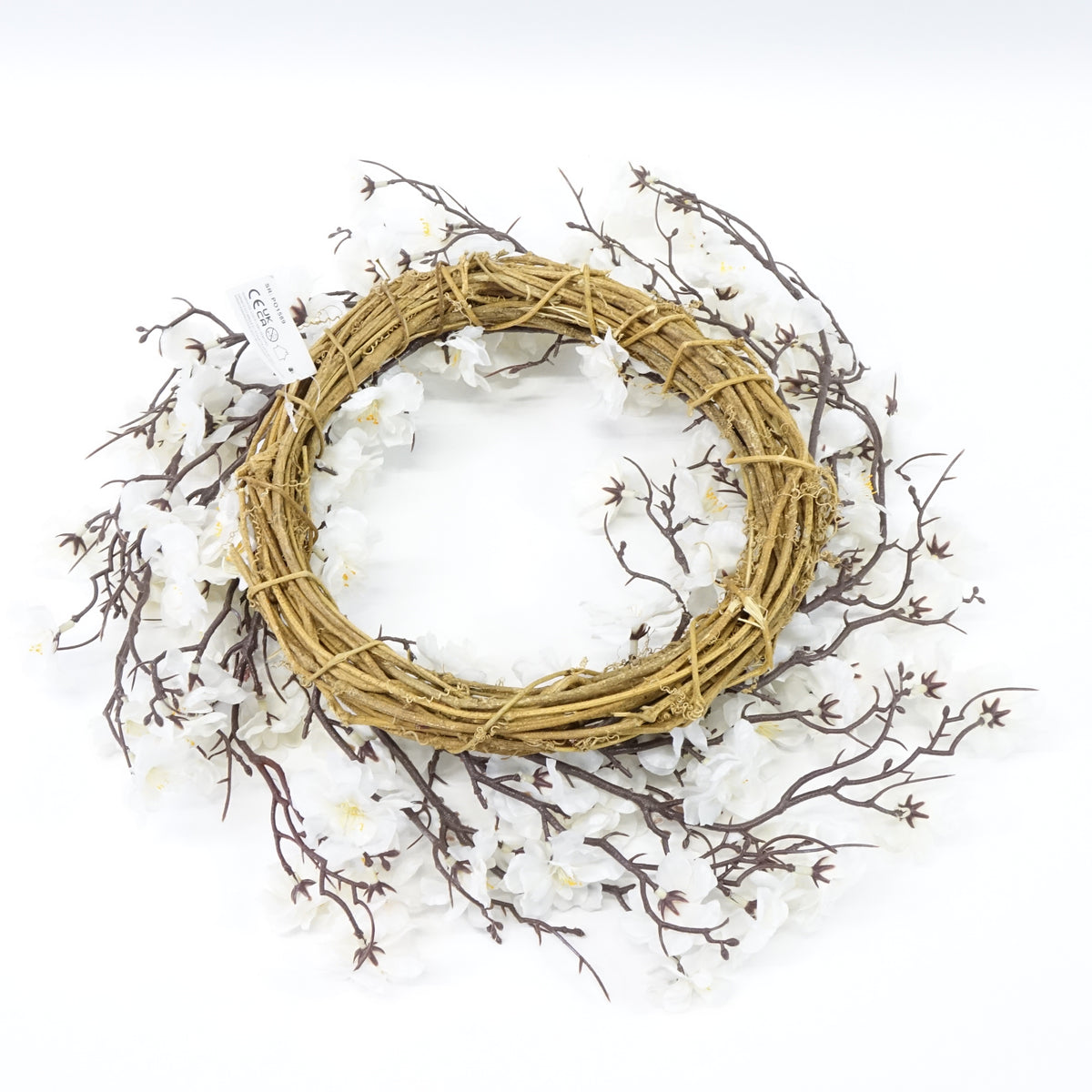 Lights4fun, Inc. 19.5” Artificial White Blossom Flower Spring Wreath
